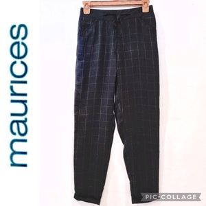 Windowpane Plaid Skinny Ankle Dress Pants, Black/Gray, Maurices size XS